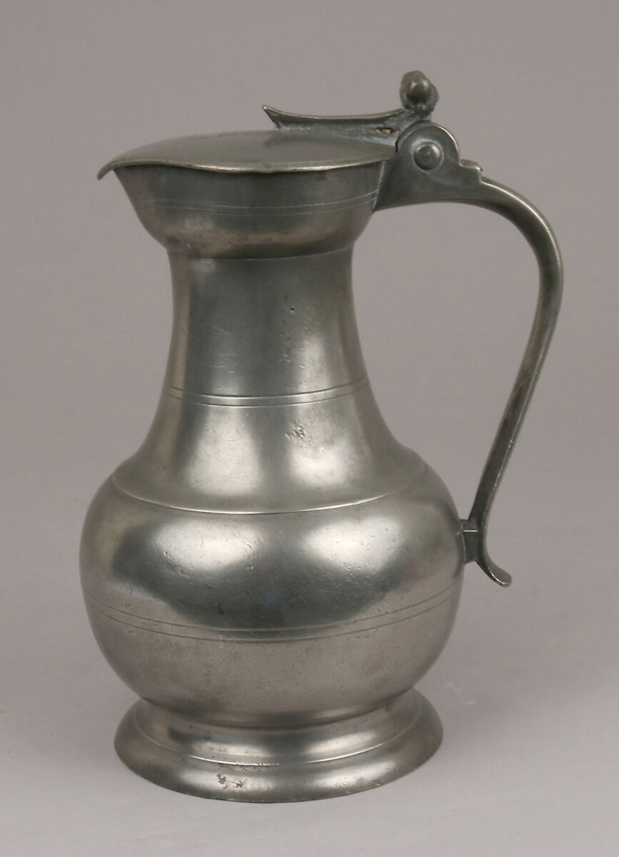 Pitcher, Pierre Malmouche (French, active Le Mans, 1747–64), Pewter, French, Le Mans 