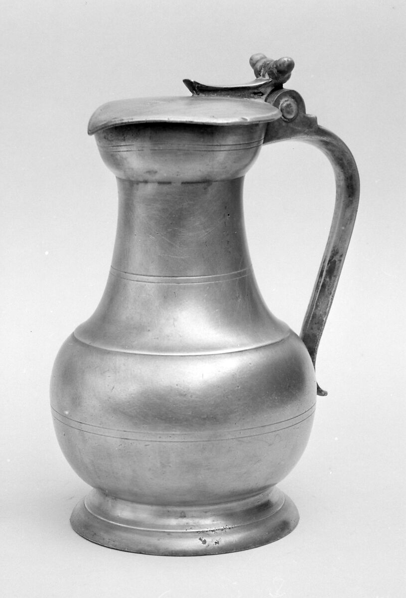 Pitcher, Pierre Malmouche (French, active Le Mans, 1747–64), Pewter, French, Le Mans