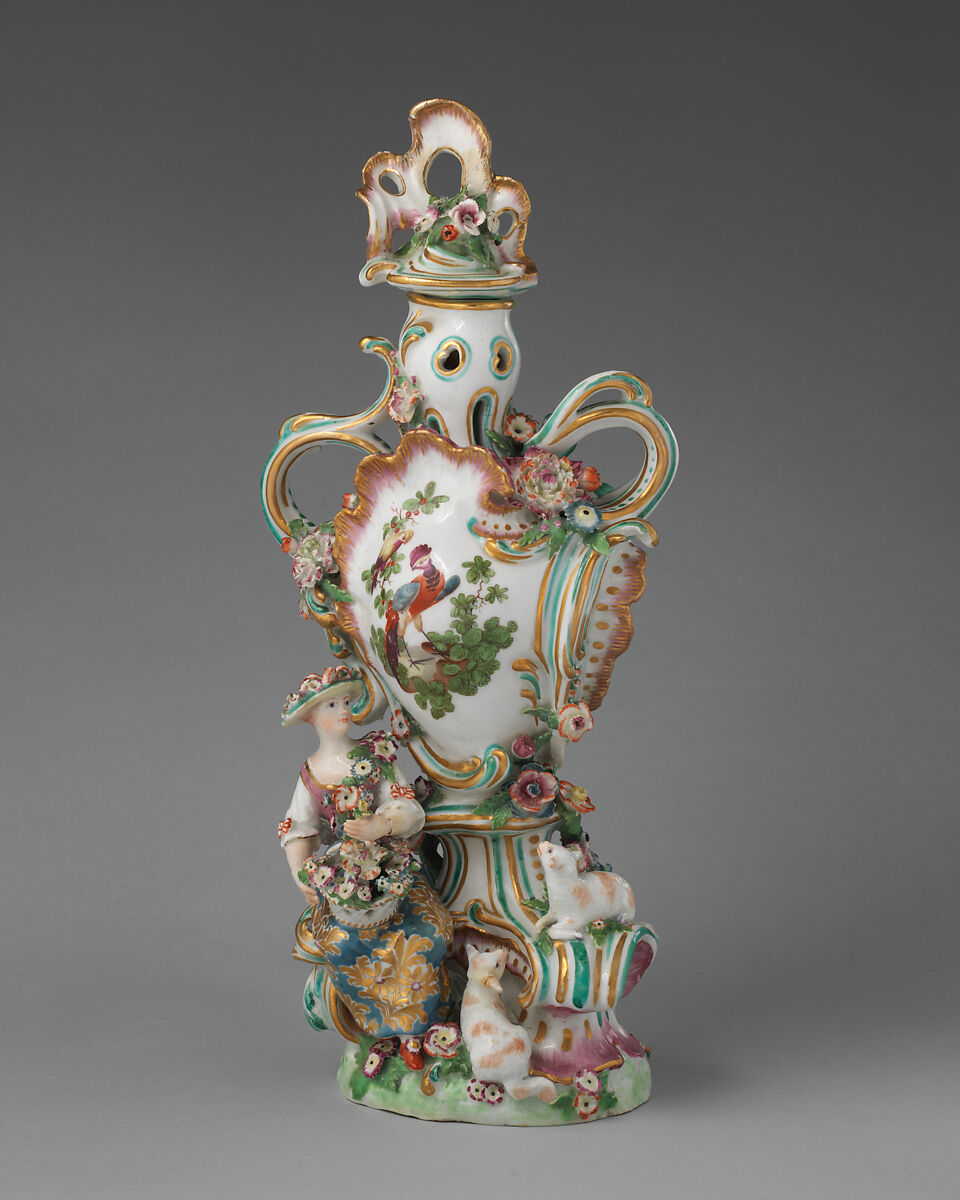 Vase (one of a pair), Chelsea Porcelain Manufactory (British, 1745–1784, Gold Anchor Period, 1759–69), Soft-paste porcelain, British, Chelsea 