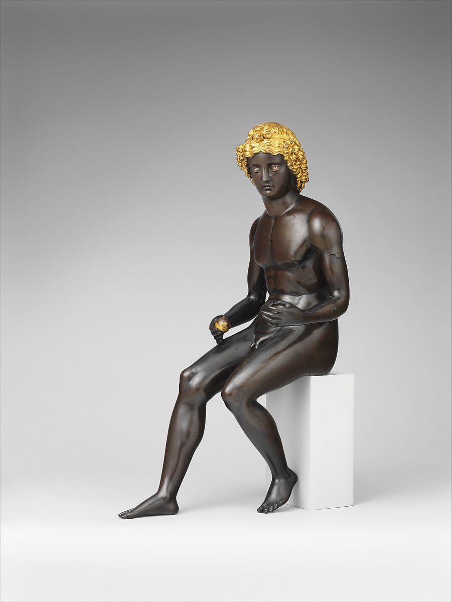 Paris, Antico (Pier Jacopo Alari Bonacolsi) (Italian, Mantua ca. 1460–1528 Gazzuolo), Bronze, partially fire-gilt, silver inlay, Italian, Mantua