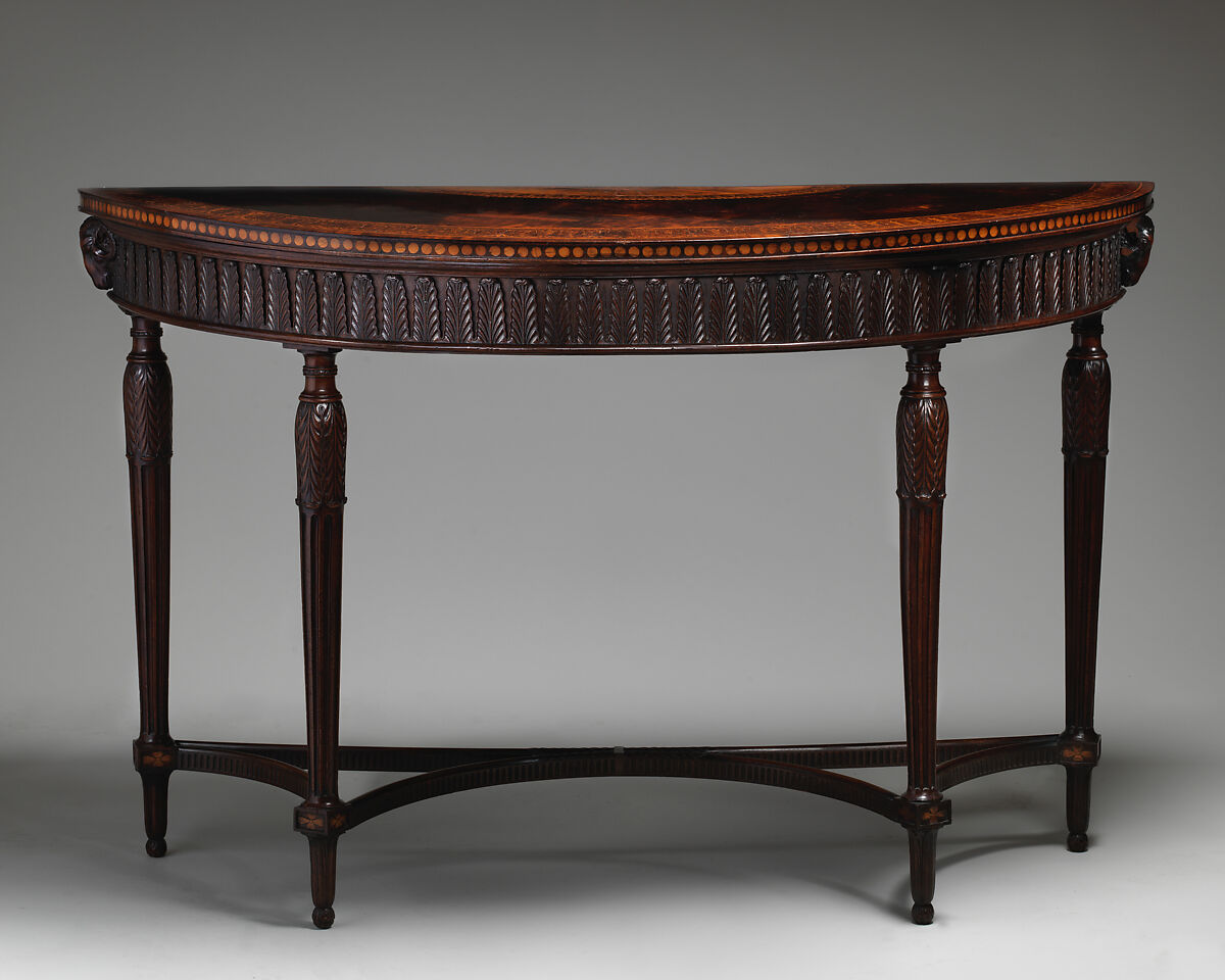 Side table, In the style of Robert Adam (British, Kirkcaldy, Scotland 1728–1792 London), Mahogany, British 
