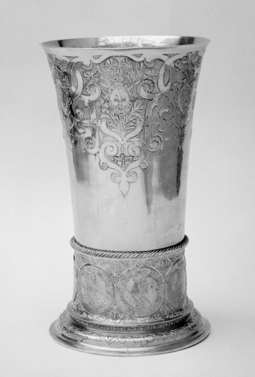 Beaker, Probably by Hans Knebel (master 1568, died 1597), Silver gilt, German, Erfurt 