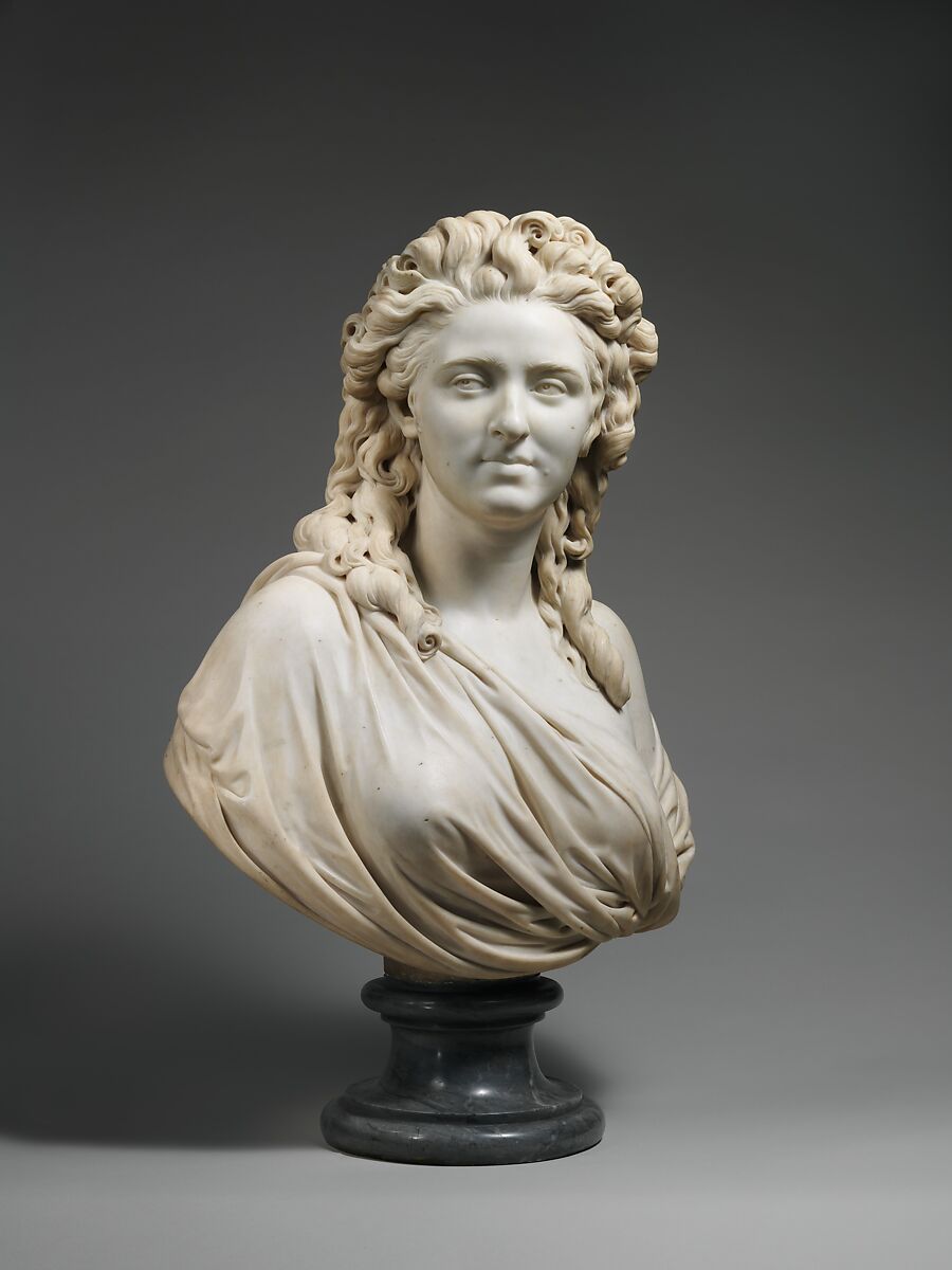 Madame de Wailly, née Adélaïde-Flore Belleville (1765–1838), Augustin Pajou (French, Paris 1730–1809 Paris), Bust: marble; base: grey marble, French, Paris 