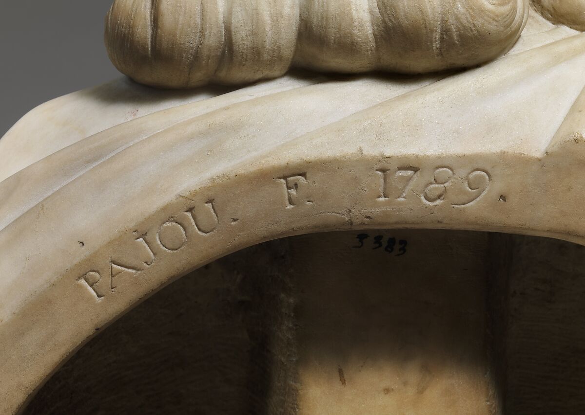 Madame de Wailly, née Adélaïde-Flore Belleville (1765–1838), Augustin Pajou (French, Paris 1730–1809 Paris), Bust: marble; base: grey marble, French, Paris