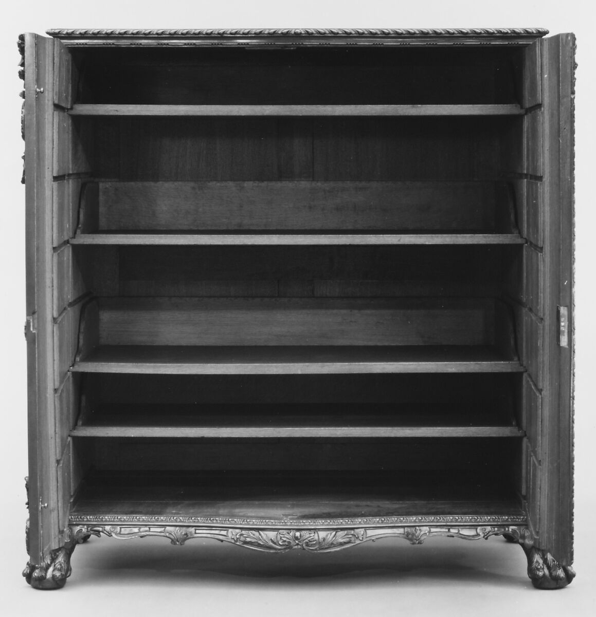 Clothes press, William Vile (British, Somerset 1715–1767 London), Mahogany veneer on oak, British