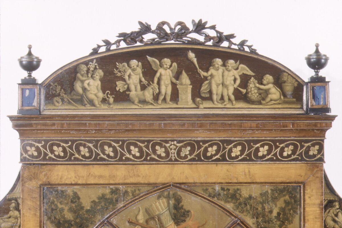 Secretary and bookcase, Joseph Bramah (British, Stainborough Lane Farm 1749–1814 Pimlico), Satinwood and mahogany, British