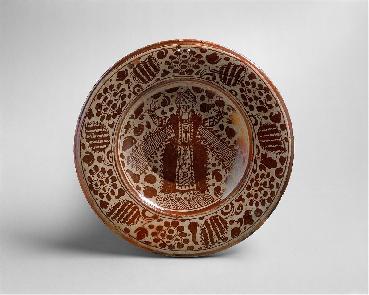 Dish with the Christ child, Tin-glazed and luster-painted earthenware, Spanish, Catalonia