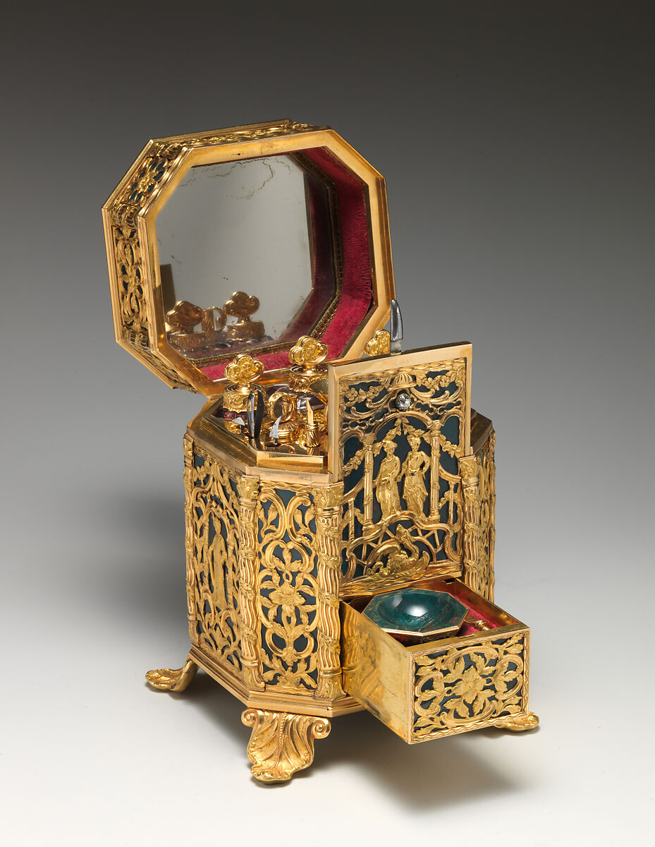 Nécessaire, Clockmaker: John Best (before 1752), Gold, heliotrope, diamond, British