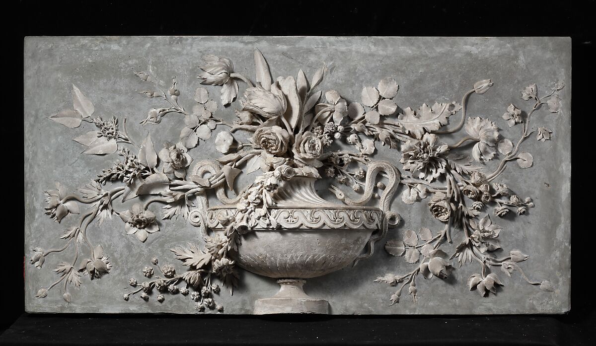 Pair of overdoor panels, Plaster, French, Montfermeil