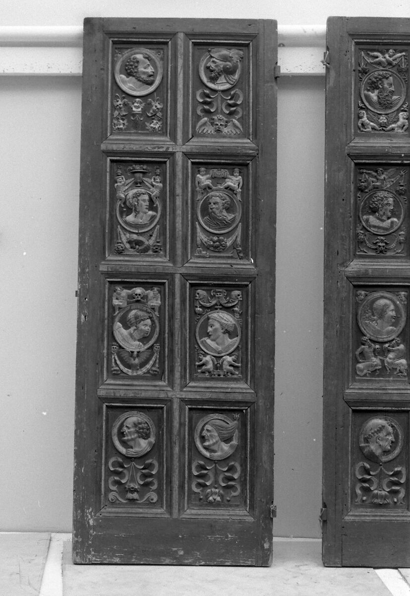 Pair of doors, Polychromed and gilded wood (pine or larch), Spanish, Castile