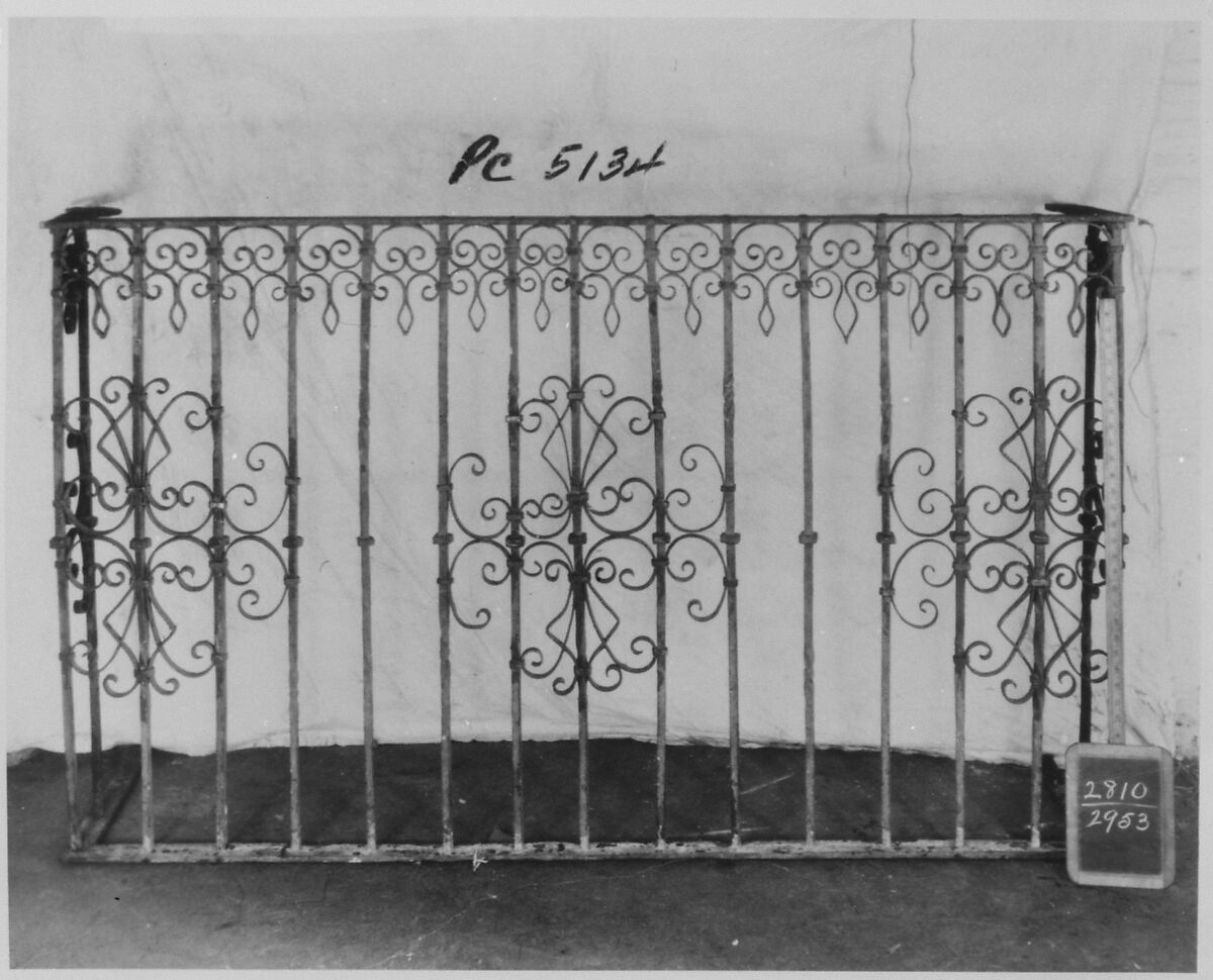 Balcony grille, Wrought iron, probably Spanish 