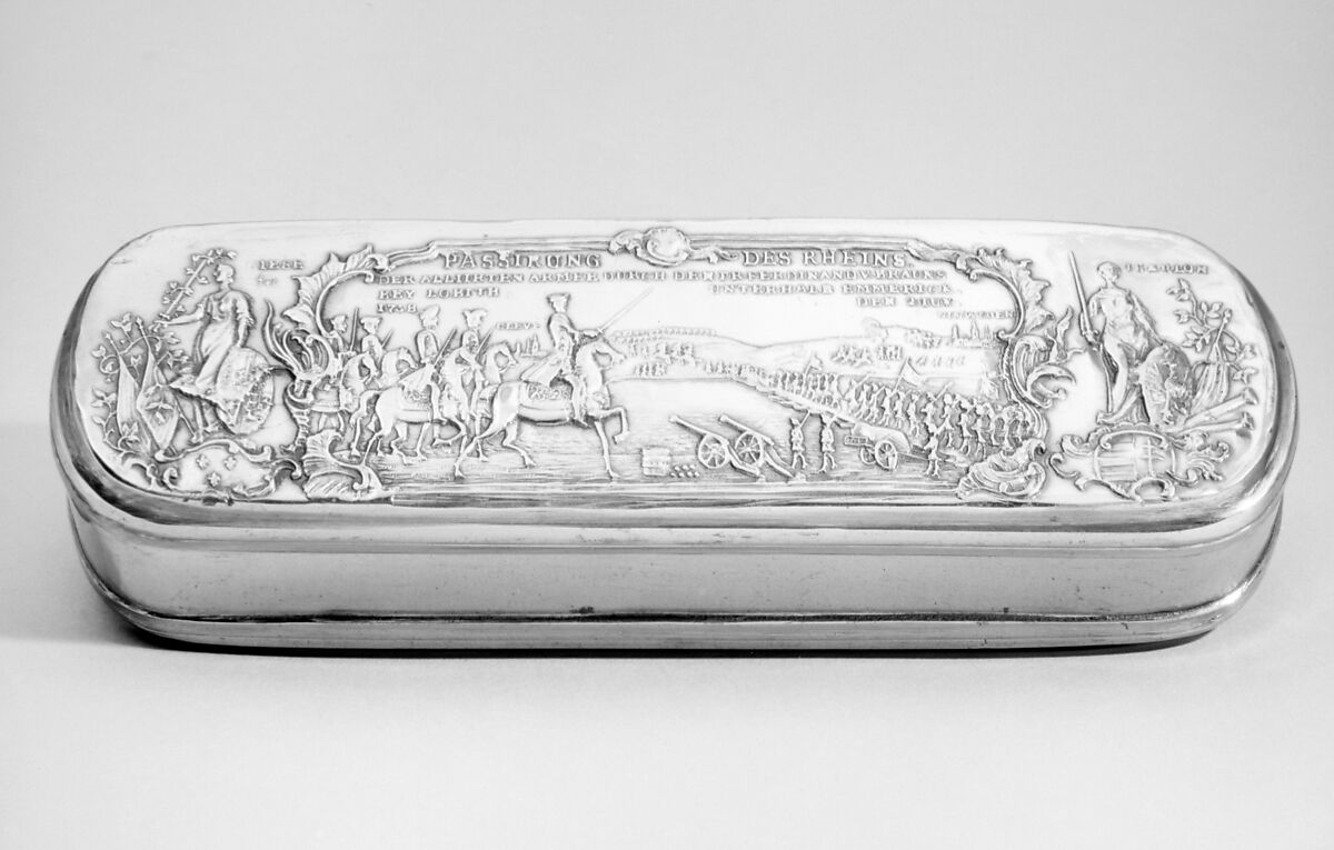 Tobacco box, Johann Heinrich Giese (1716–1761, active 1756), Brass, copper, German, Iserlohn