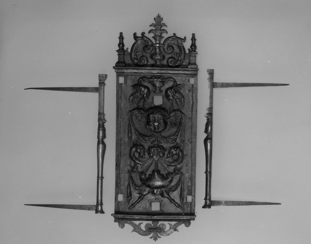 Escutcheon, Wrought iron with traces of gilding, Spanish