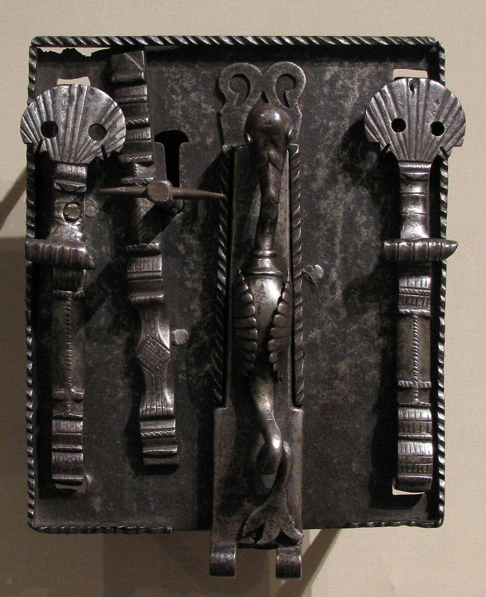 Coffer lock and key, Wrought iron, Spanish 