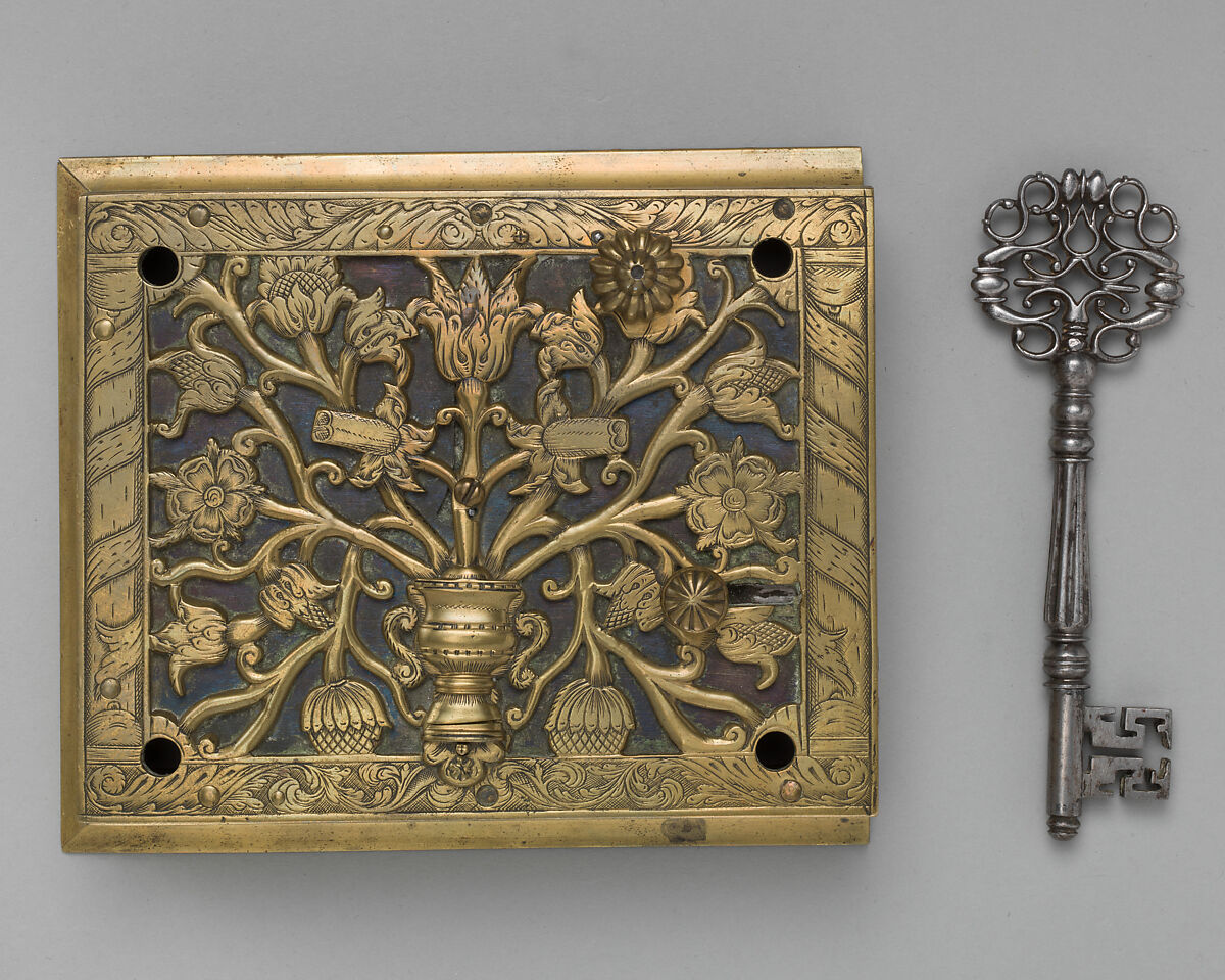 Lock, Attributed to John Wilkes, Steel, brass, wood, British, Birmingham 