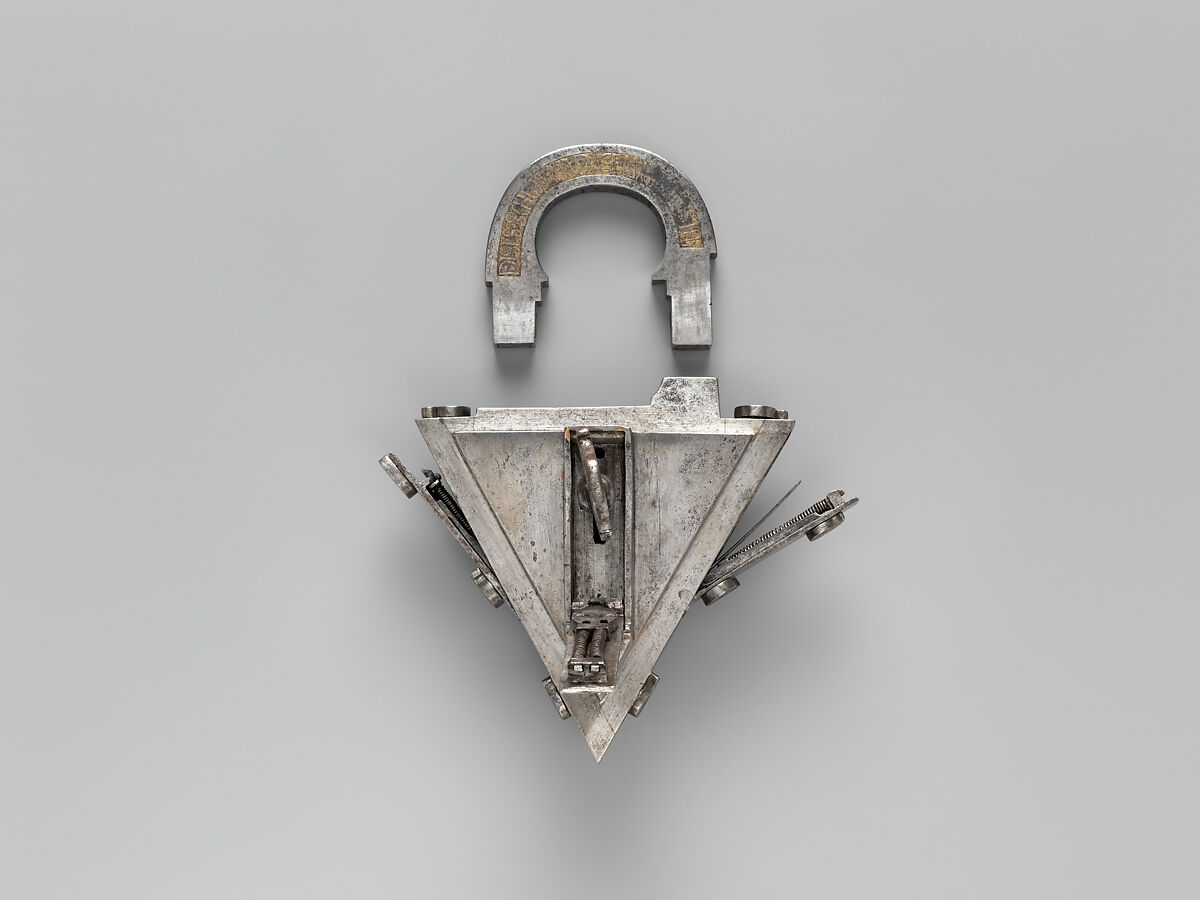 Padlock and key, André Omereler, Steel, partially gilded brass, Southern German