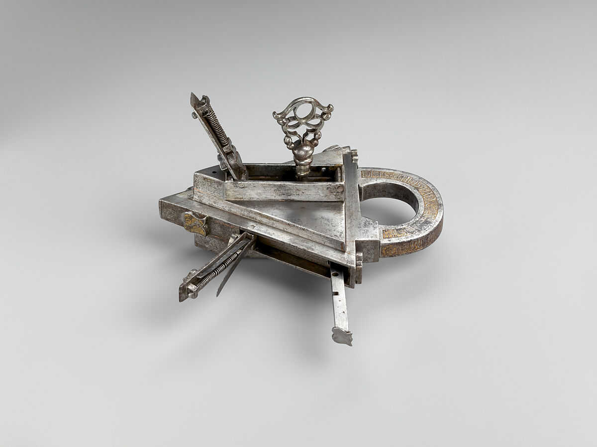 Padlock and key, André Omereler, Steel, partially gilded brass, Southern German