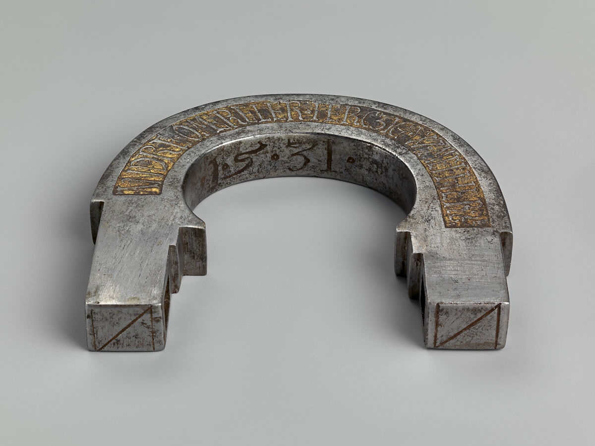 Padlock and key, André Omereler, Steel, partially gilded brass, Southern German