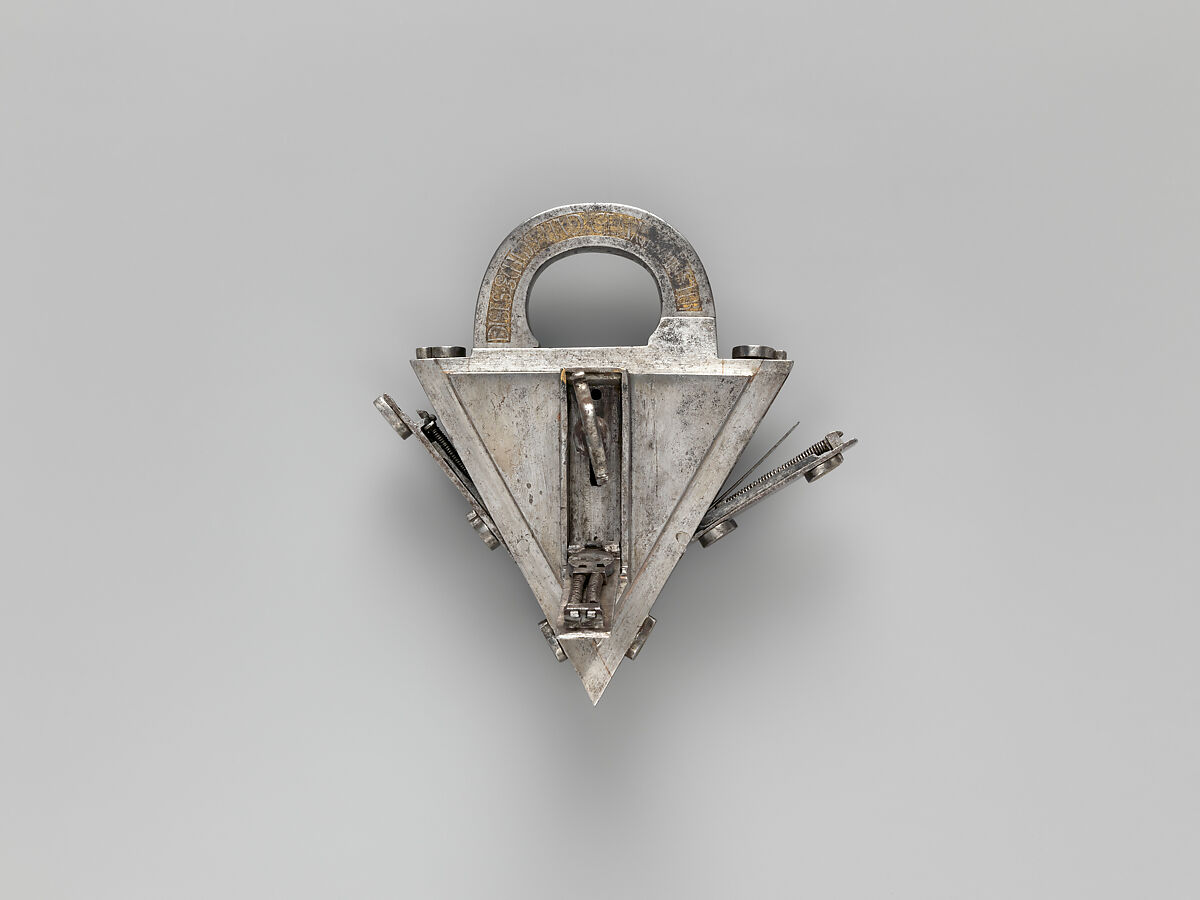 Padlock and key, André Omereler, Steel, partially gilded brass, Southern German