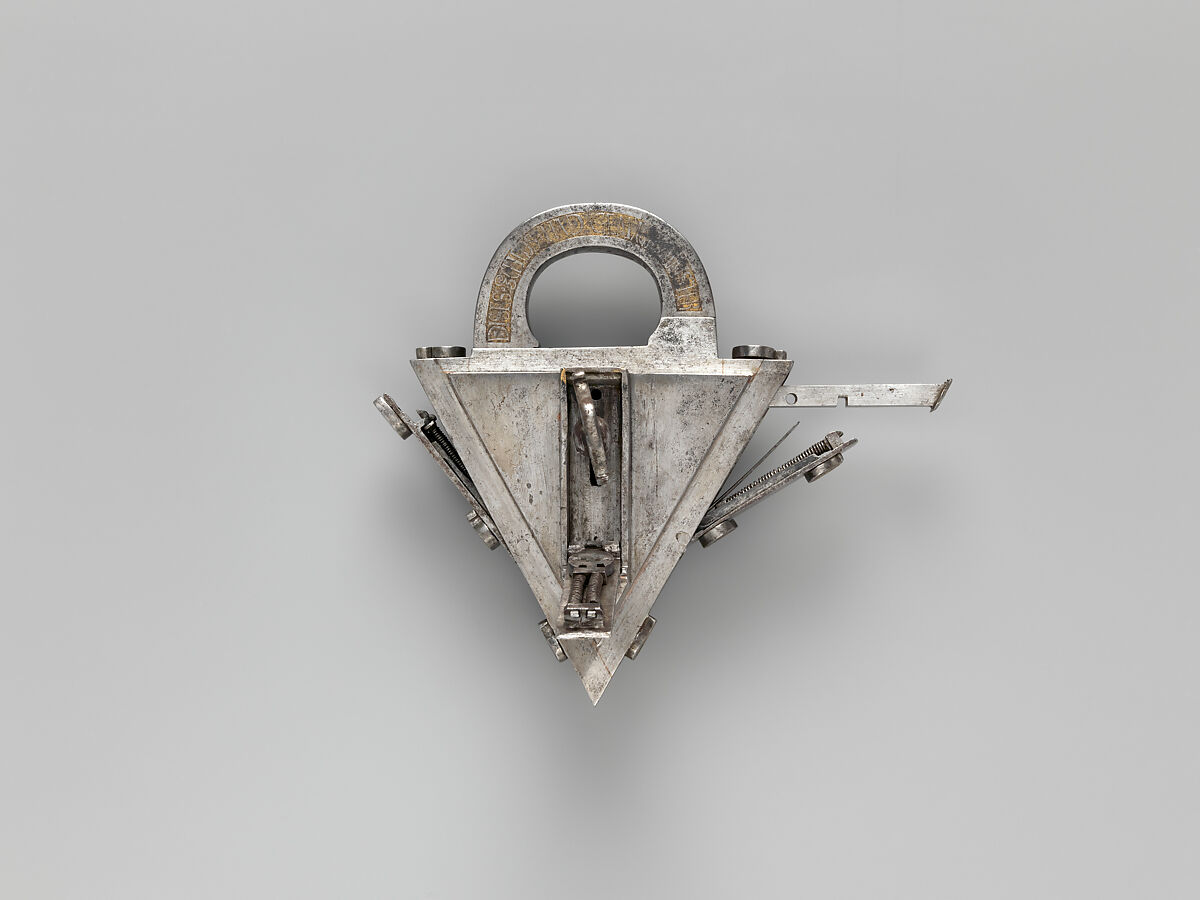 Padlock and key, André Omereler, Steel, partially gilded brass, Southern German