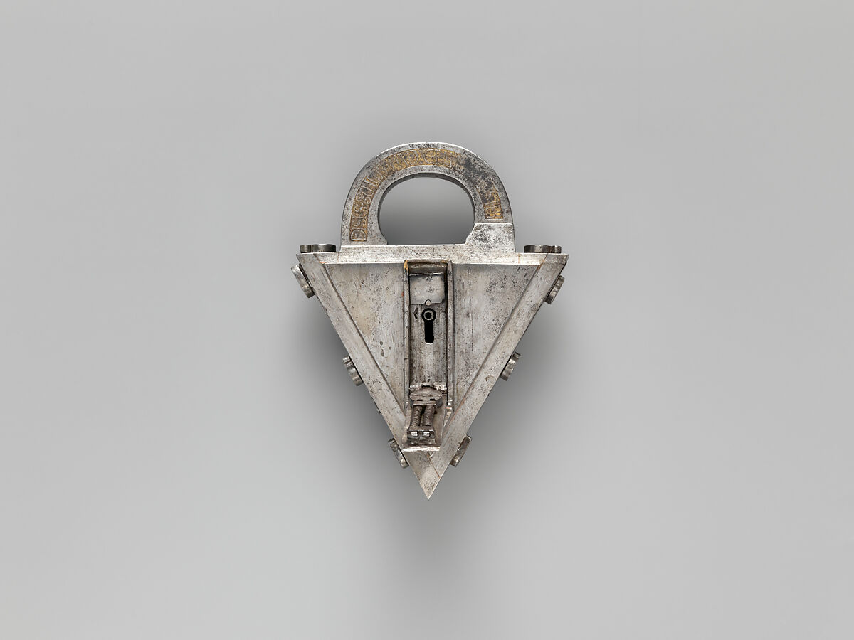 Padlock and key, André Omereler, Steel, partially gilded brass, Southern German