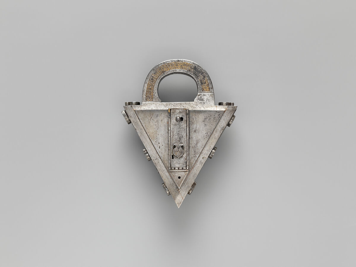 Padlock and key, André Omereler, Steel, partially gilded brass, Southern German