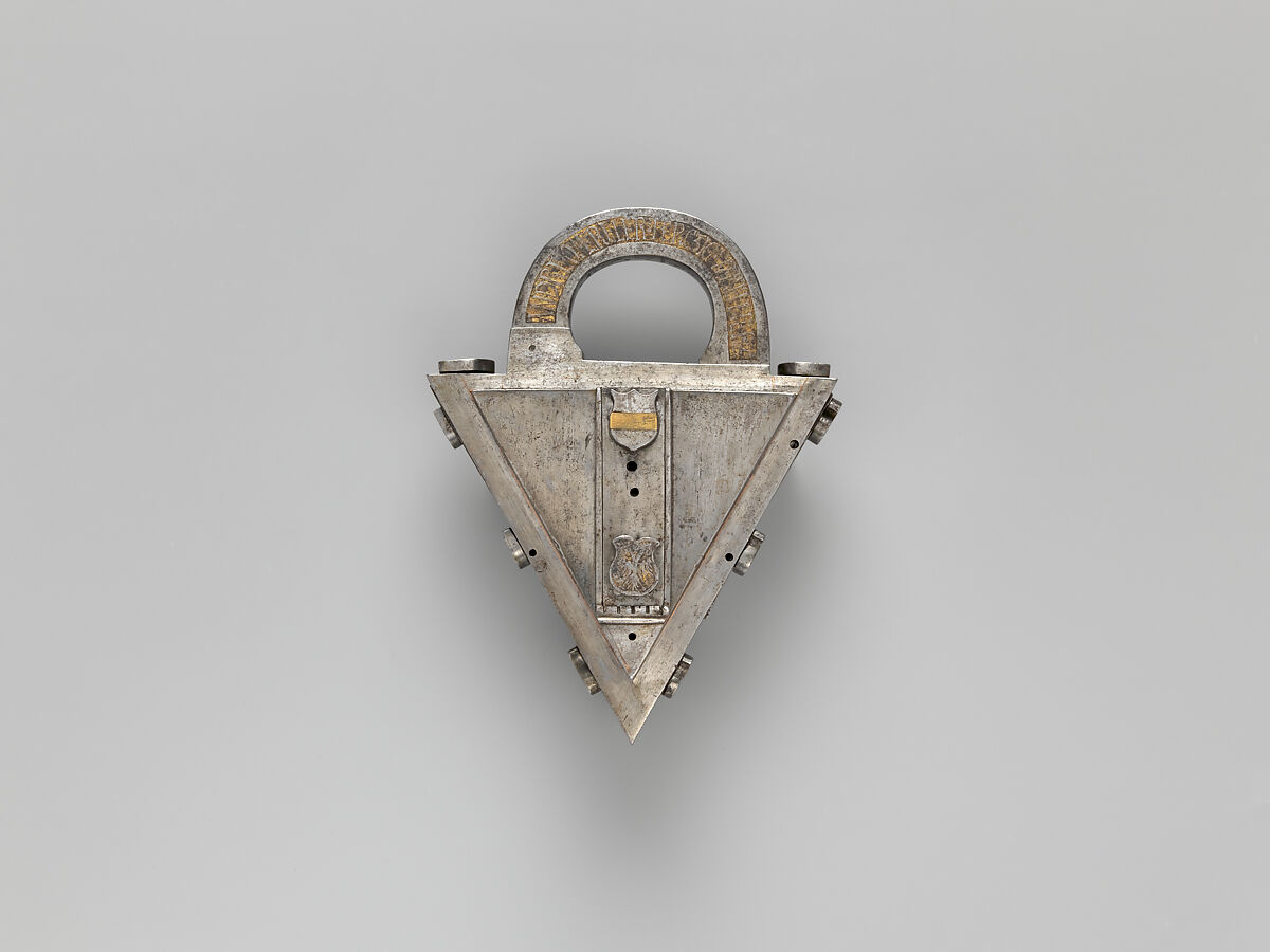 Padlock and key, André Omereler, Steel, partially gilded brass, Southern German