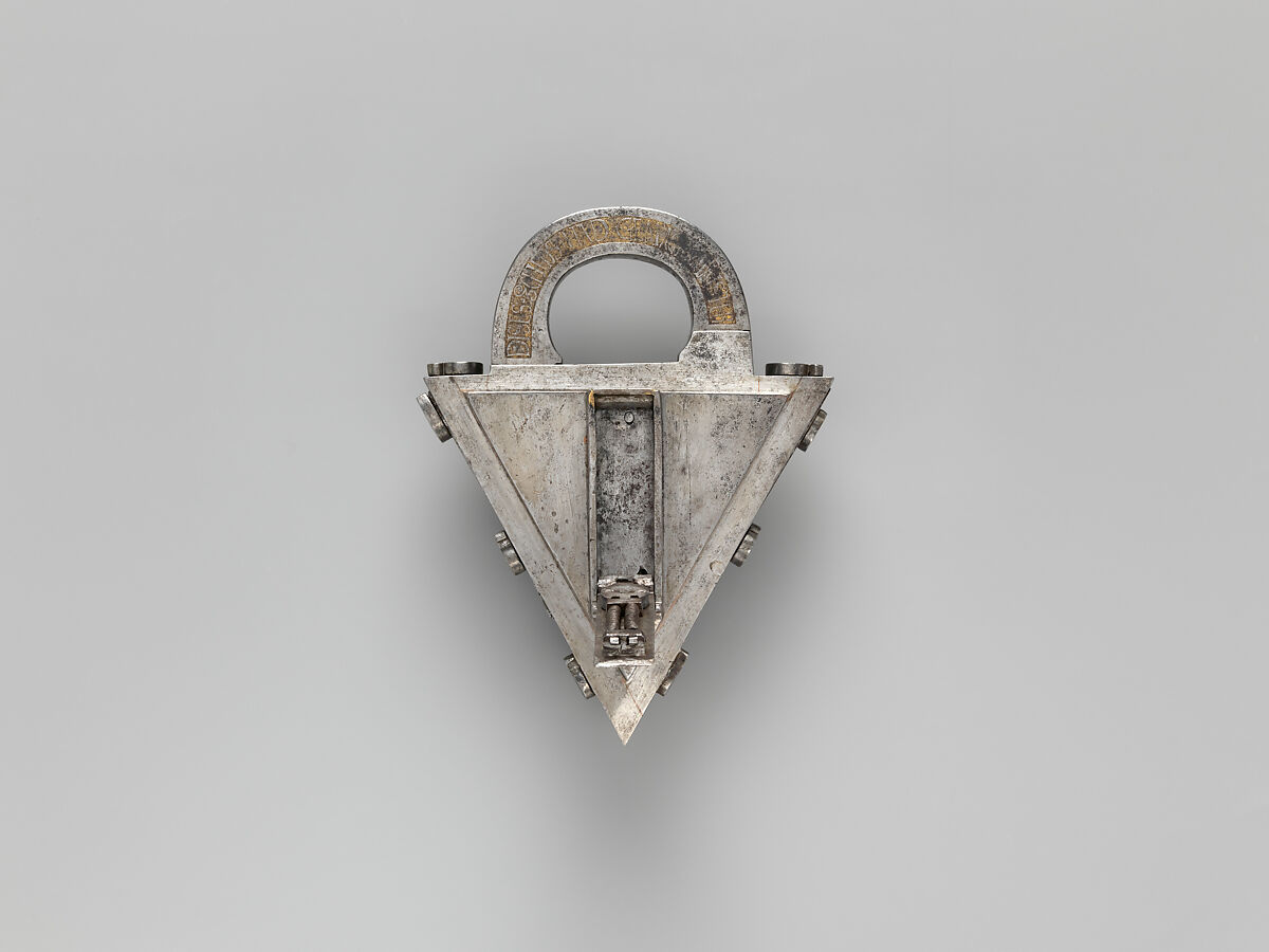 Padlock and key, André Omereler, Steel, partially gilded brass, Southern German