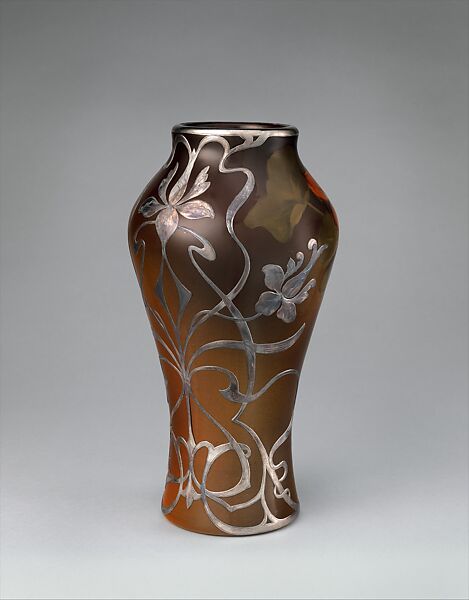 Vase, Rookwood Pottery Company (American, Cincinnati, Ohio 1880–1967), Earthenware, silver overlay, American 