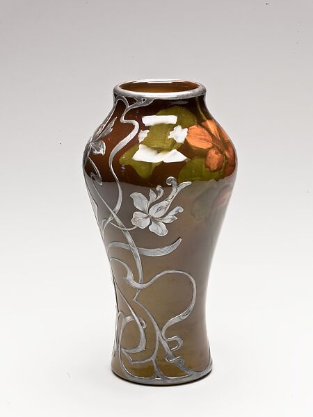 Vase, Rookwood Pottery Company (American, Cincinnati, Ohio 1880–1967), Earthenware, silver overlay, American