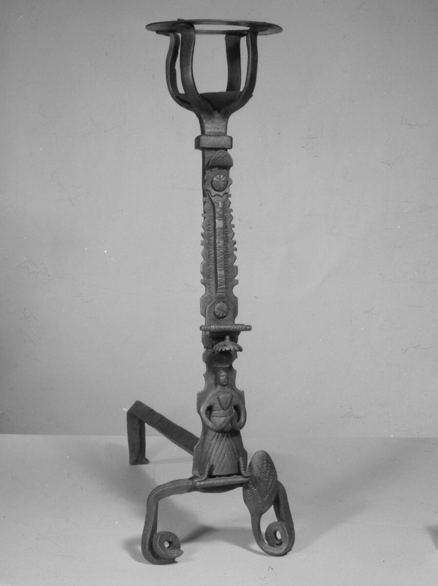 Pair of andirons, Iron, copper, Northern Italian