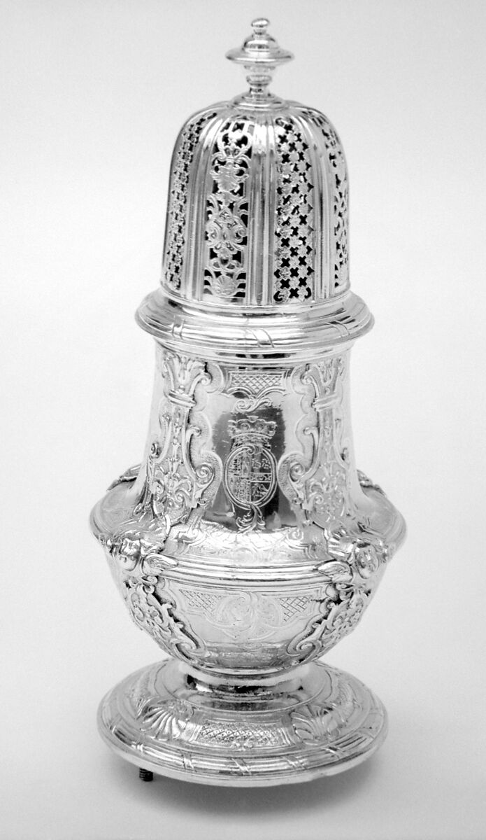 Pair of casters, Paul de Lamerie (British, 1688–1751, active 1712–51), Silver, British, London