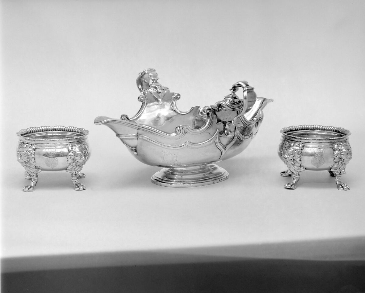 Set of four saltcellars, Paul de Lamerie (British, 1688–1751, active 1712–51), Silver, British, London