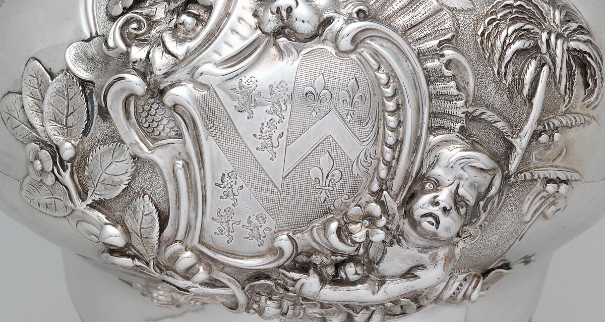 Teakettle and spirit lamp with stand, Paul de Lamerie (British, 1688–1751, active 1712–51), Silver, leather, British, London