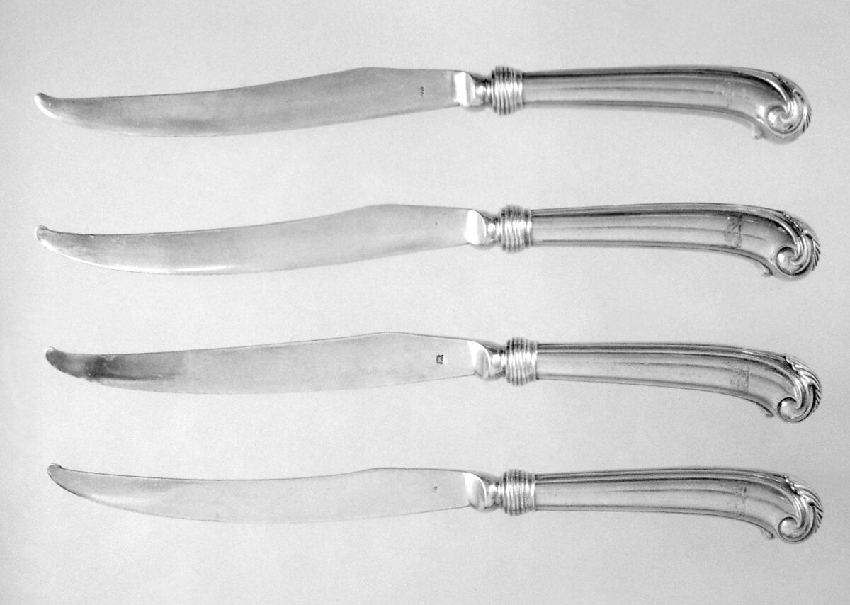 Six knives, Paul de Lamerie (British, 1688–1751, active 1712–51), Silver gilt, British, London 