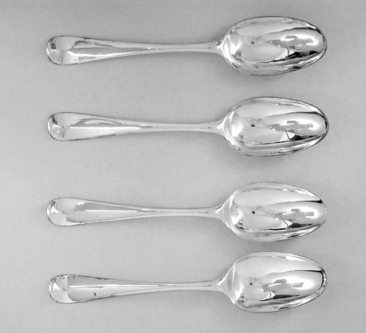 Four spoons, Paul Hanet (born 1677, recorded until 1733), Silver, British, London 