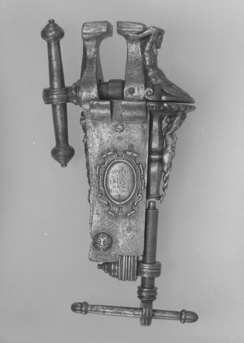 Armorer's vise, Jacopo da Ferrara (Italian, active late 16th century), Iron, Northern Italian 