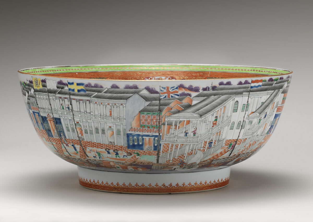 Punch bowl, Hard-paste porcelain, Chinese, for European market 