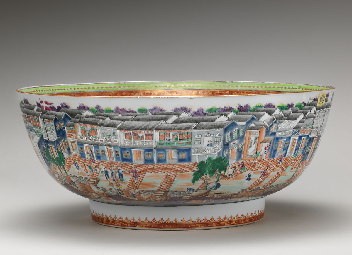 Punch bowl, Hard-paste porcelain, Chinese, for European market