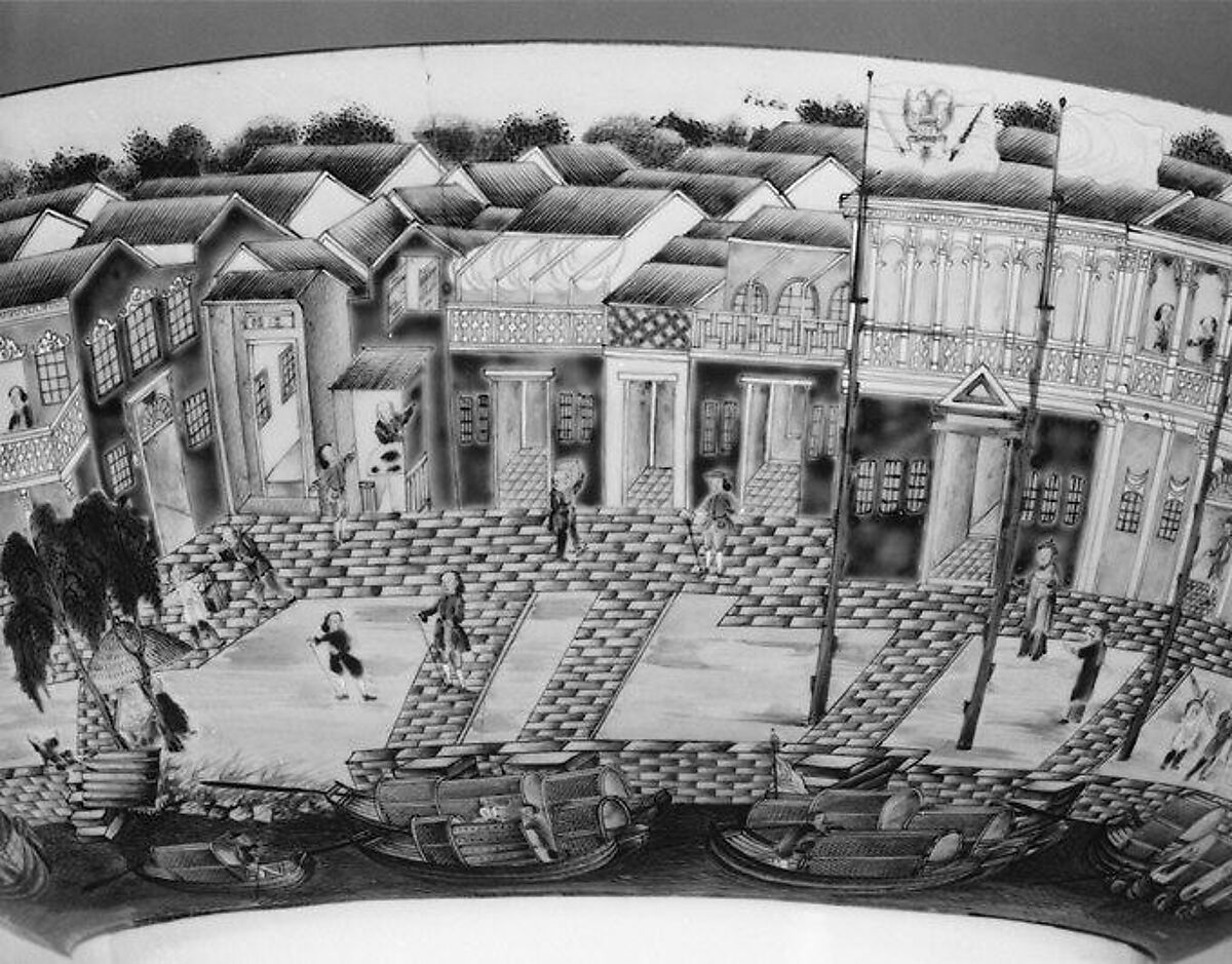 Punch bowl, Hard-paste porcelain, Chinese, for European market