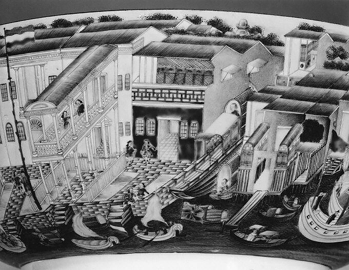 Punch bowl, Hard-paste porcelain, Chinese, for European market