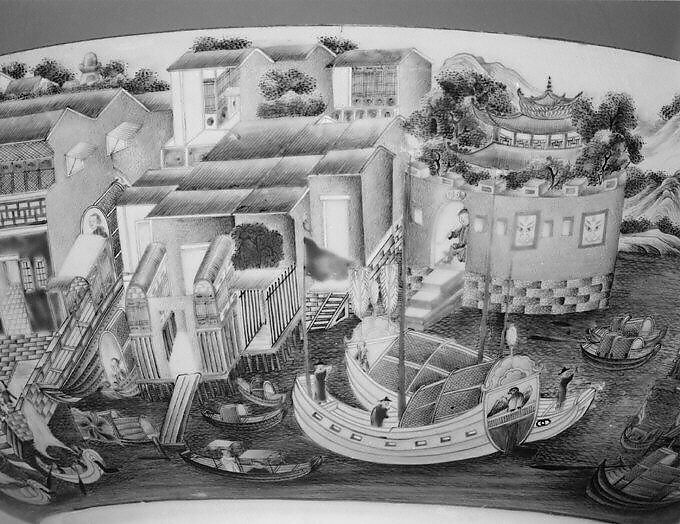 Punch bowl, Hard-paste porcelain, Chinese, for European market