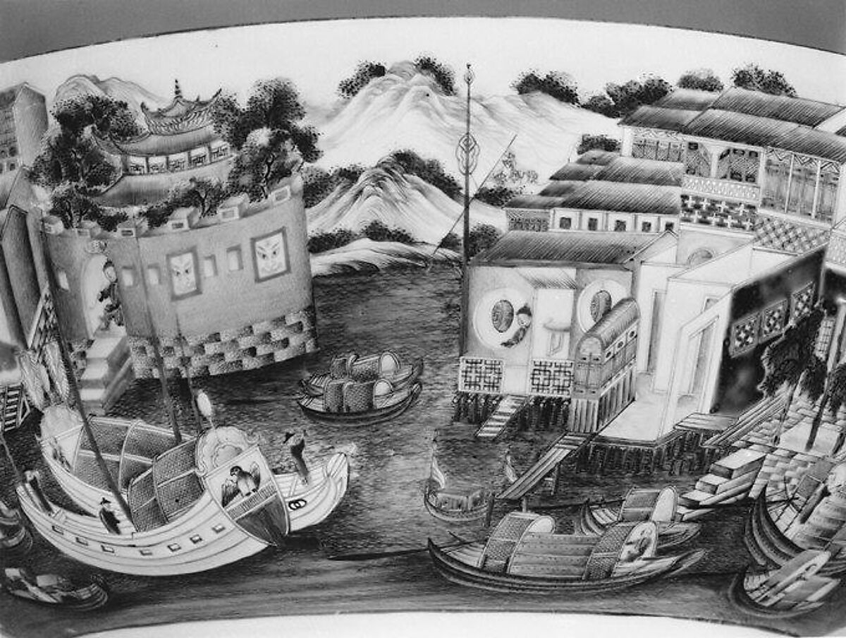 Punch bowl, Hard-paste porcelain, Chinese, for European market