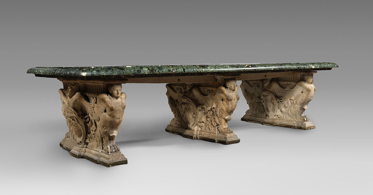 The Farnese Table, Designed by Jacopo [Giacomo] Barozzi da Vignola (Italian, Vignola 1507–1573 Rome), Marble of different colors, semiprecious stones, Egyptian alabaster, residue of paint of different colors on the piers, Italian, Rome