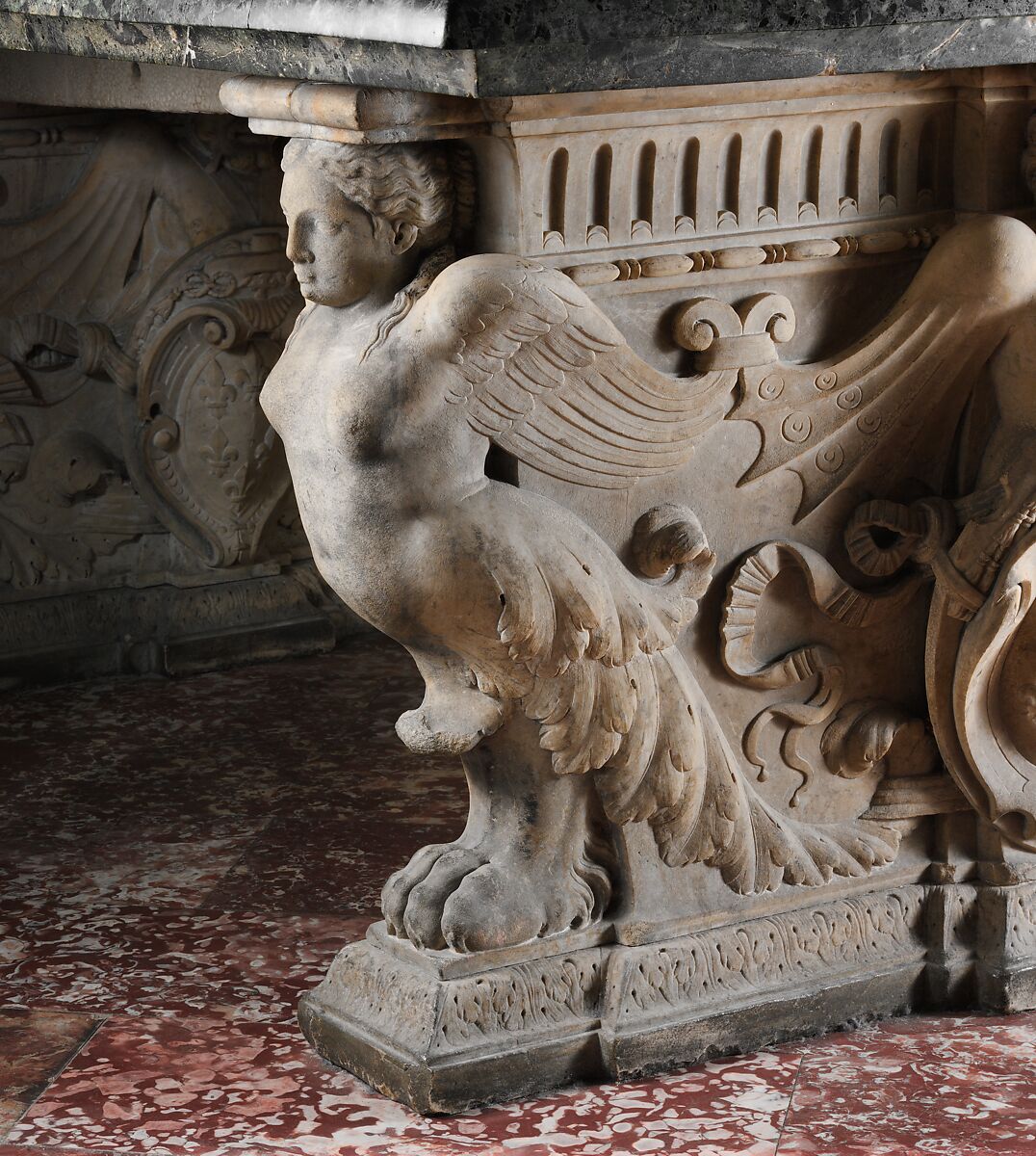 The Farnese Table, Designed by Jacopo [Giacomo] Barozzi da Vignola (Italian, Vignola 1507–1573 Rome), Marble of different colors, semiprecious stones, Egyptian alabaster, residue of paint of different colors on the piers, Italian, Rome