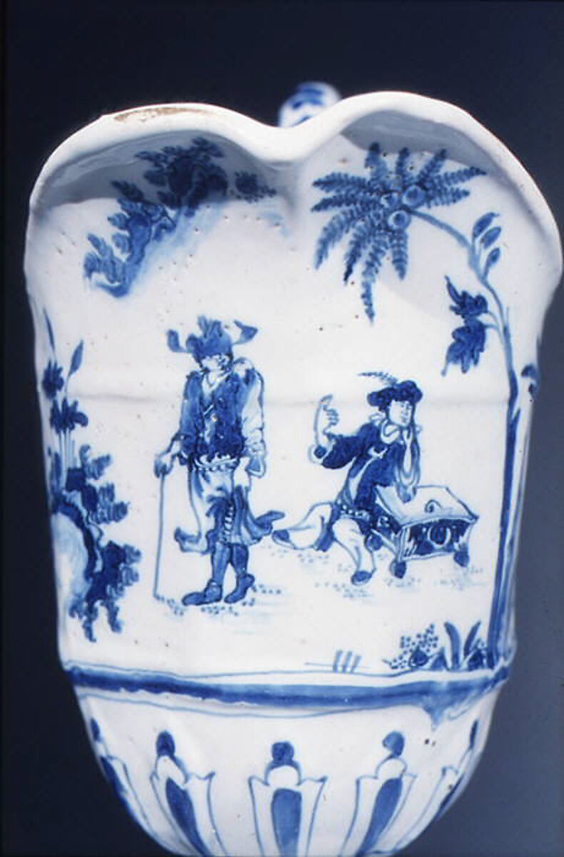 Ewer, Faience (tin-glazed earthenware), probably French, Moustiers