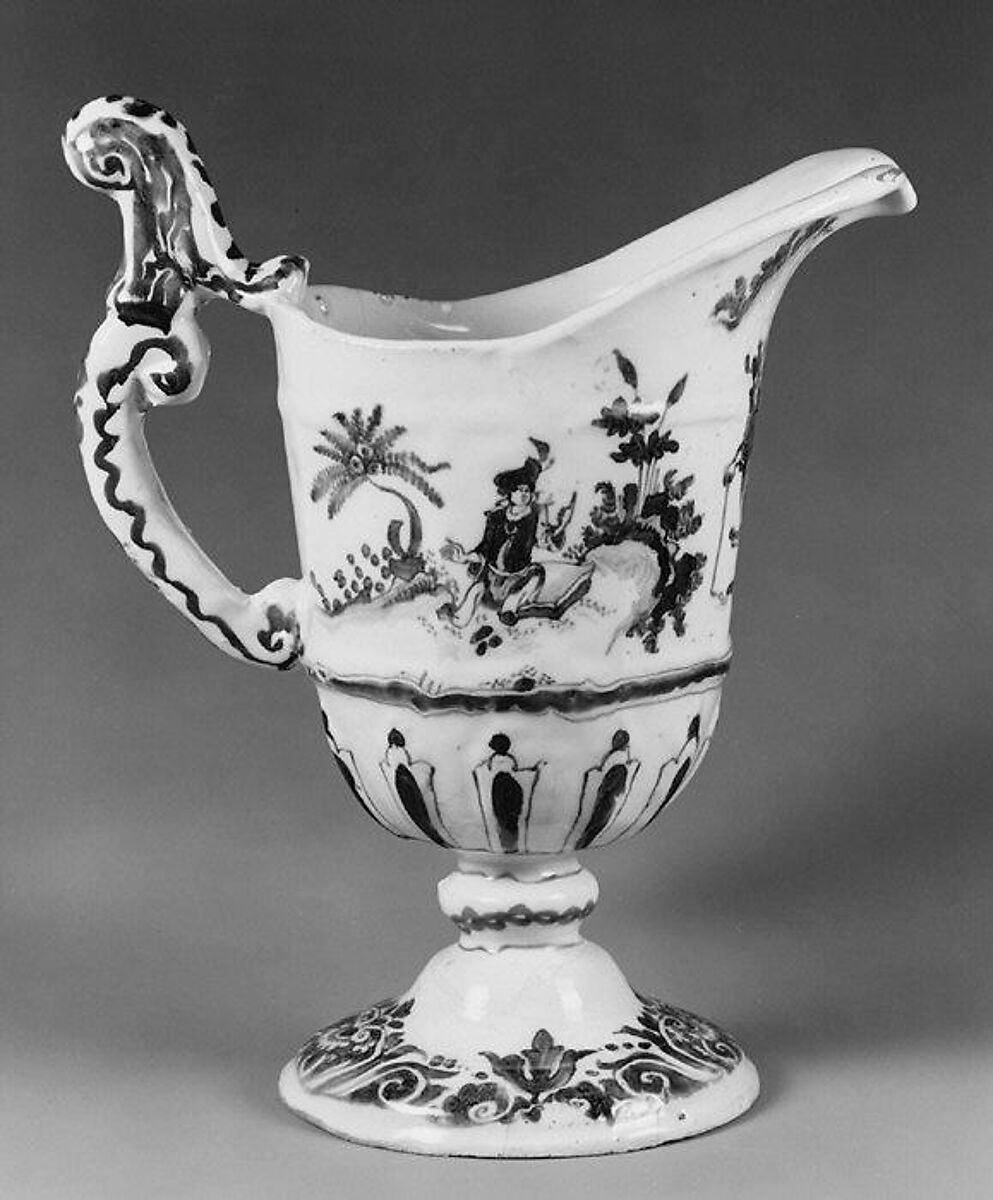 Ewer, Faience (tin-glazed earthenware), probably French, Moustiers