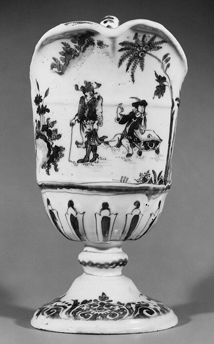 Ewer, Faience (tin-glazed earthenware), probably French, Moustiers