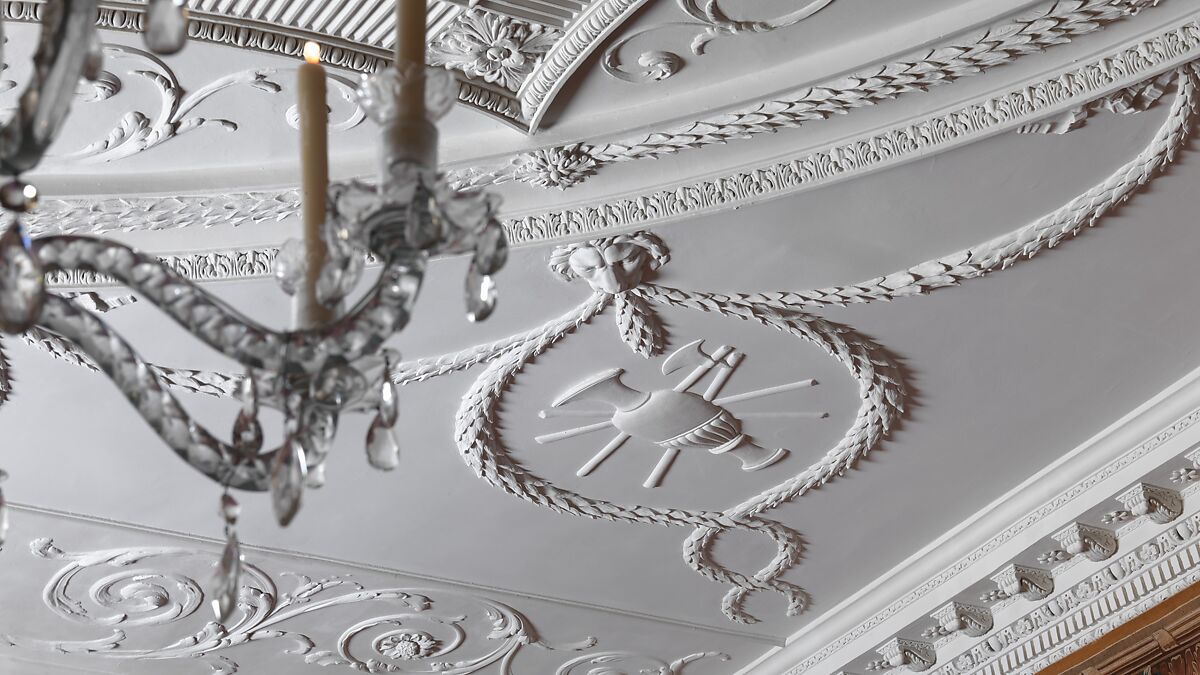 Woodwork and ceiling from the Tapestry Room from Croome Court, Robert Adam (British, Kirkcaldy, Scotland 1728–1792 London), Plaster, wood, tapestry, British