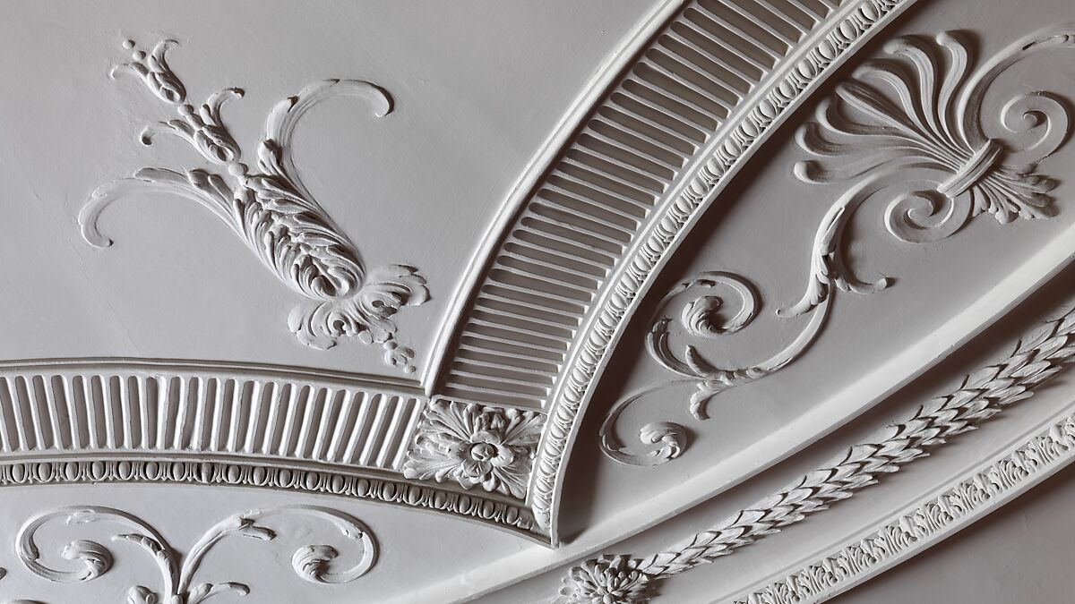 Woodwork and ceiling from the Tapestry Room from Croome Court, Robert Adam (British, Kirkcaldy, Scotland 1728–1792 London), Plaster, wood, tapestry, British